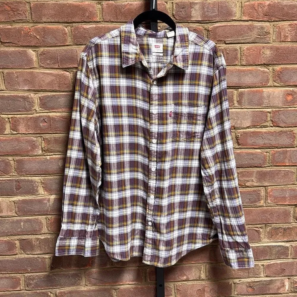 Levi’s Men’s Plaid Flannel Button Down Long Sleeve Shirt Size Large